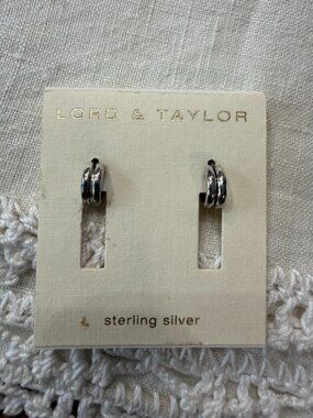 Sterling Silver Double Loop Huggie Earrings, Lord & Taylor, New on card